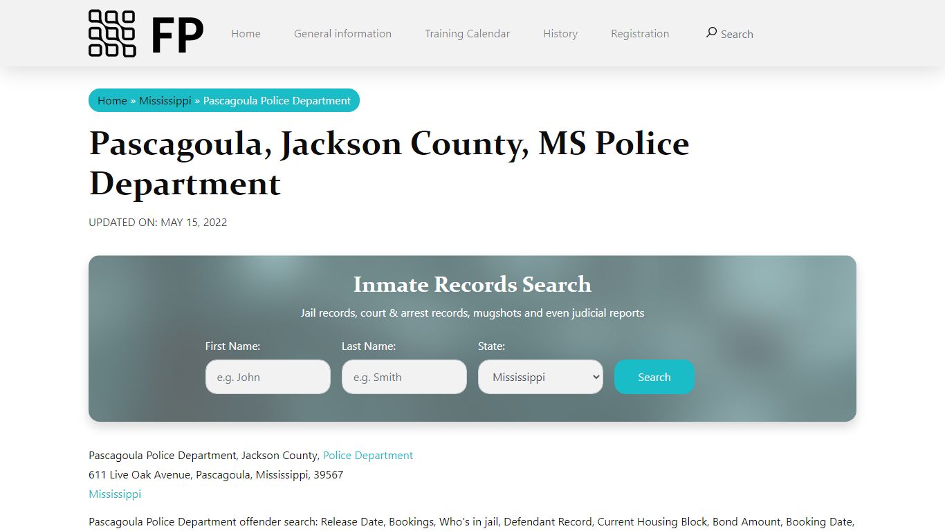 Pascagoula, MS Police - City Jail Inmates, Arrests